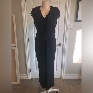 Karl Lagerfeld navy blue jumpsuit with ruffle collar